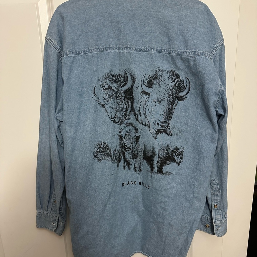 Denim Shirt with Buffalo Print